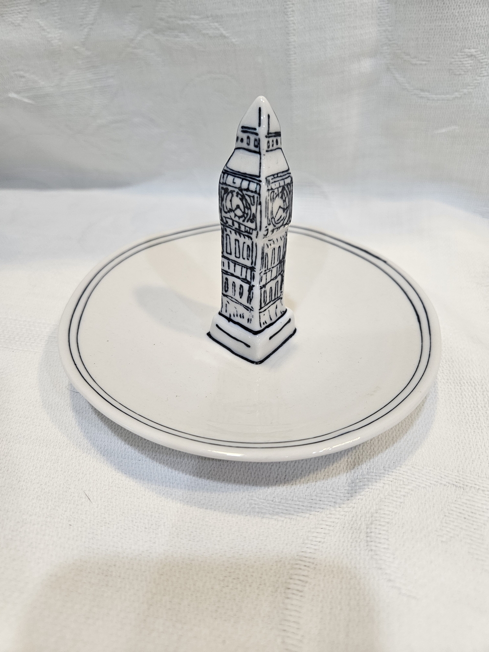 Molly Hatch white Ceramic Ring Dish of Big Ben clock